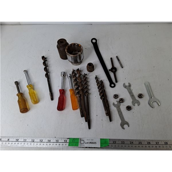 Wood Auger Bits, Nut Drivers, Wrenches, Misc.