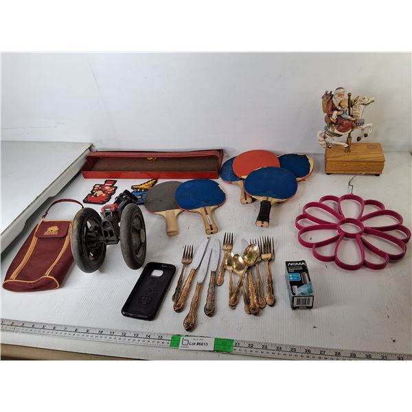 Musical Santa Figurine, Ping Pong Paddles, Tool Tray, Misc. Pickup Pref'd
