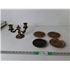 Image 1 : Brass Candleholder & Religious Wall Plates 5"