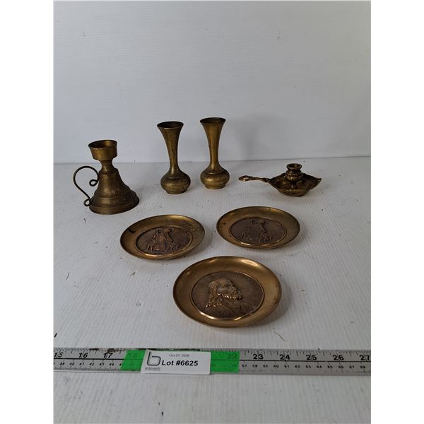 Brass Candleholder, Vases, Wall Plates,Misc.