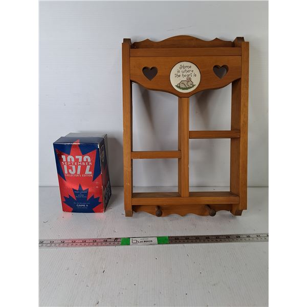 Wooden Wall Shelf 12.5" x 3" x 18.75" & Team Canada vs USSR 1972 on VHS