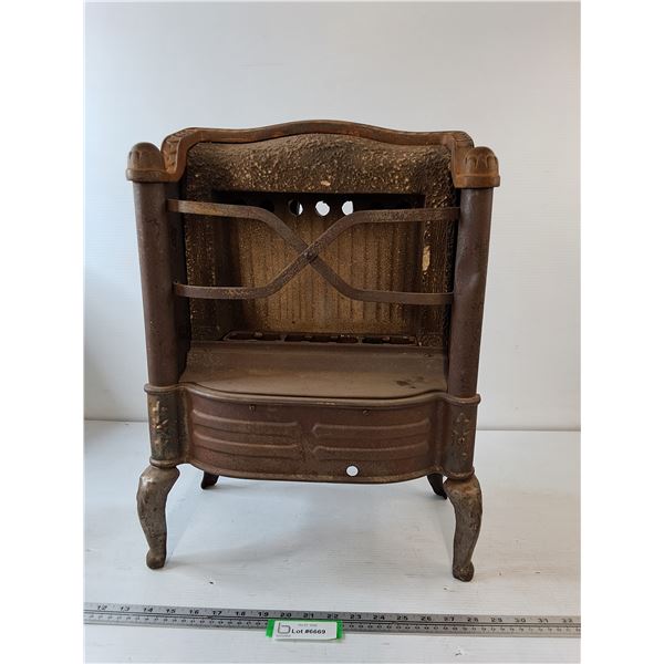 Antique Cast Iron Heater - 15.5 x 7.5 x 21" - Cannot Ship