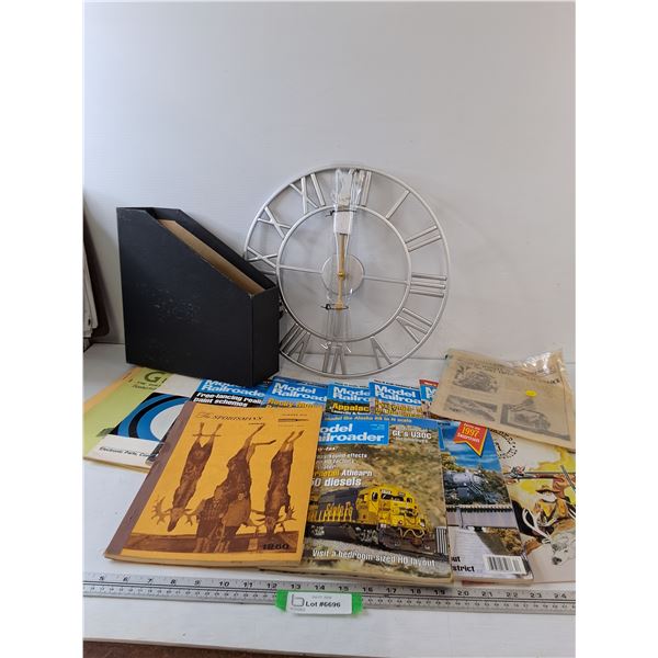Clock, Model Railroader Magazines, Etc