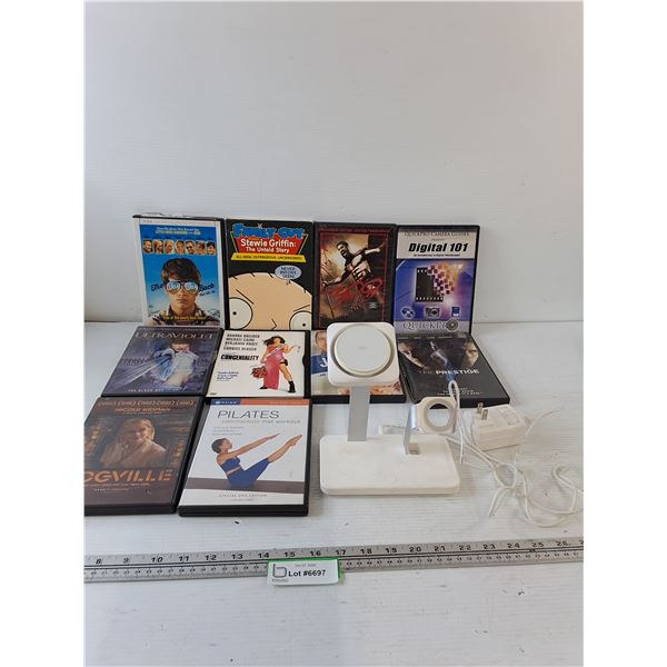Assorted DVDs, Wireless Charger