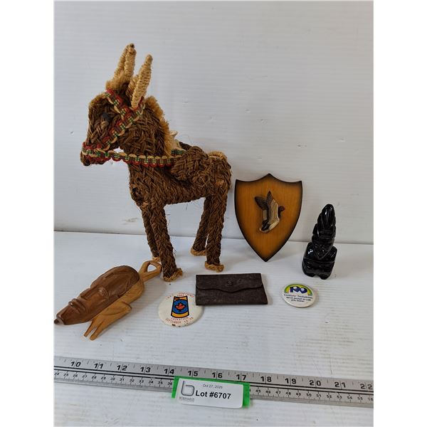 Straw Horse Figure, Assorted Decorative Items