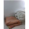 Image 2 : Pink Fleece Blanket 58"x80", Cotton & Polyester Fitted Mattress Cover (approximate sizing)