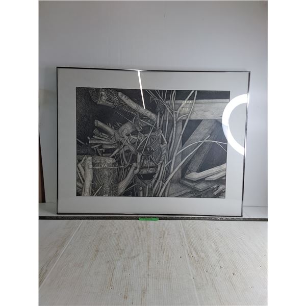 Metal Framed Well Decor 34"x26" - Cannot Ship