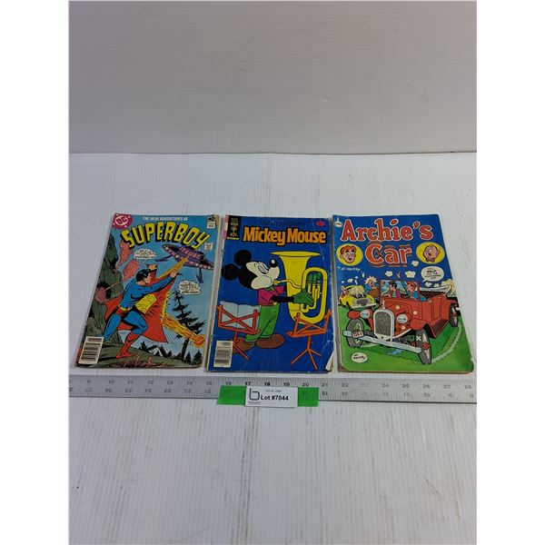 Superboy, Mickey Mouse, Archies Car Comics