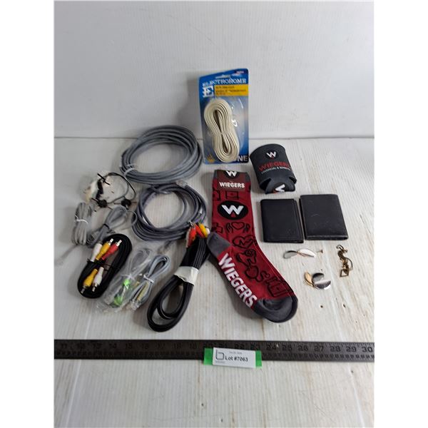Electronic Cords, Wiegers Socks, Men's Wallets, Jewelry, Cup Cozy