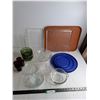 Image 1 : Assorted Glassware, Plastic Lids & Trays, Misc.