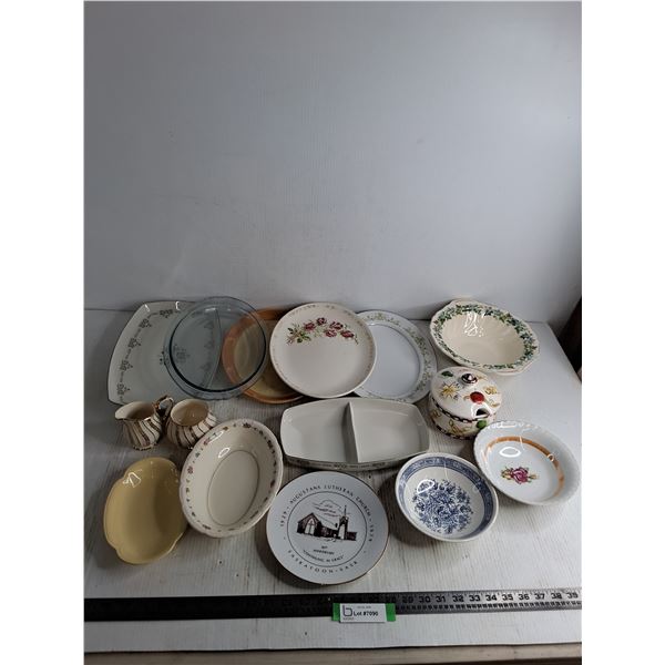 Assorted Fine China Plates & Platters, Beanpot, Ovenware