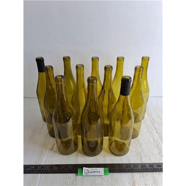 (12) Amber Glass Wine Bottles - Cannot Ship