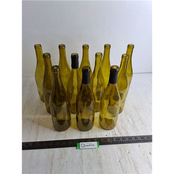 (12) Amber Glass Wine Bottles - Cannot Ship