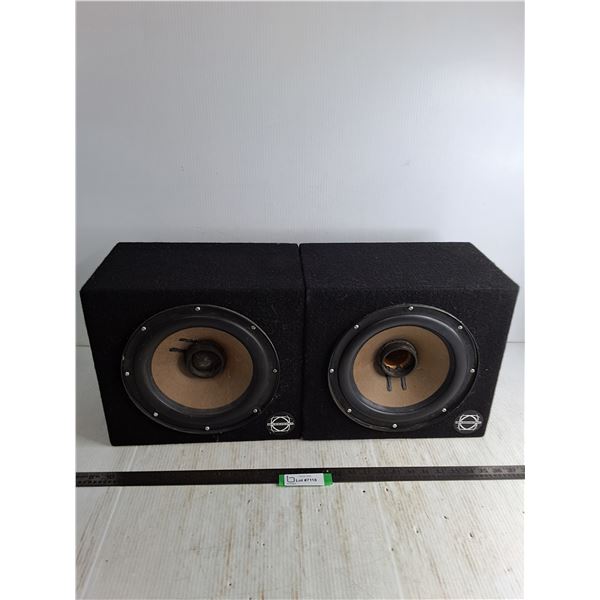 Pair of Basswork Car Speakers - 13.5x12x12" Each - Untested, As is - Pickup Preferred