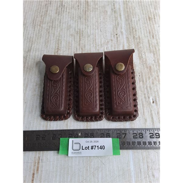 (3) Leather Belt-Clip Jack Knife Holders