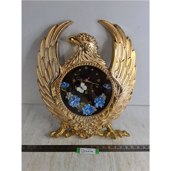 Plastic Golden Eagle Shadow Box Wall Clock - 20" x 17"