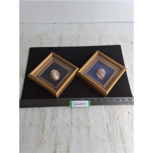 (2) Framed 6" x 6" Ukrainian Easter Egg Wall Decor