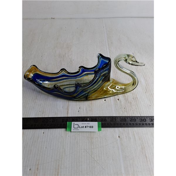 Swan Art Glass Bowl - 12" Length
