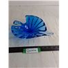 Image 1 : Blue Leaf Art Glass Bowl - 10" Length