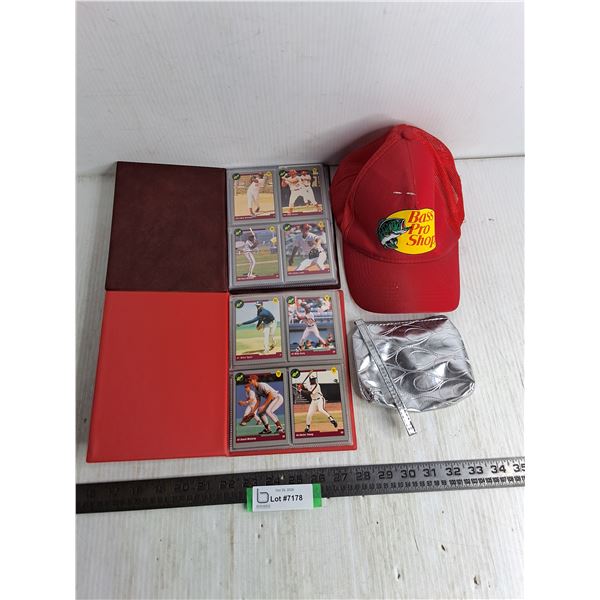 (2) Binders of Classic 'Junior League' Baseball Cards, Bass Pro Shop Ball Cap, Small Purse