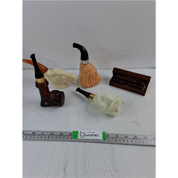 Avon Novelty Cologne, Perfume, And Aftershave decanters Shaped Like Animal-head Smoking Pipes, Dice