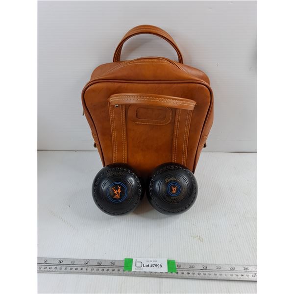 (2) Henselite Super-Grip Lawn Bowling Balls In Vinyl Bag