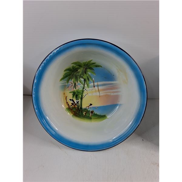 (2) Enameled Metal Wash Basins 13.5" Diameter