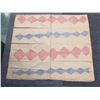 Image 1 : Antique Hawaiian Kapa Moe (4 Sheets, Complete), Pink & Blue 98" x 88" (Appraisal Value $8,000)