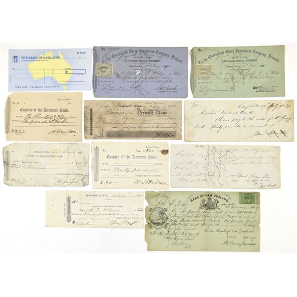 Oceania. Australia, Tasmania & New Zealand, 1830s to 1930s, Banking Checks & Drafts.