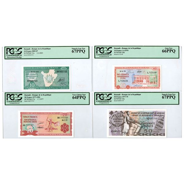Burundi. Banque de la Republique du Burundi, 1970 to 2005, Issued Banknote Quartet.