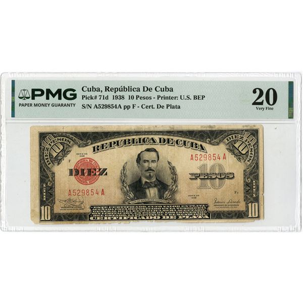 Cuba. Republica de Cuba, 1938, Issued Banknote.