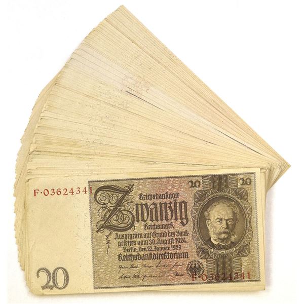 Germany. Reichsbanknote, 1929, Issued Banknote Assortment.