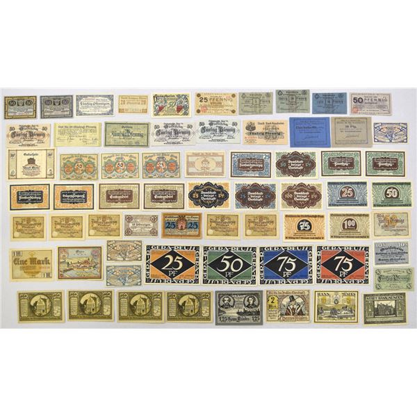 Germany. German Municipalities, 1917 to 1922, Issued Notgeld Banknote Assortment.