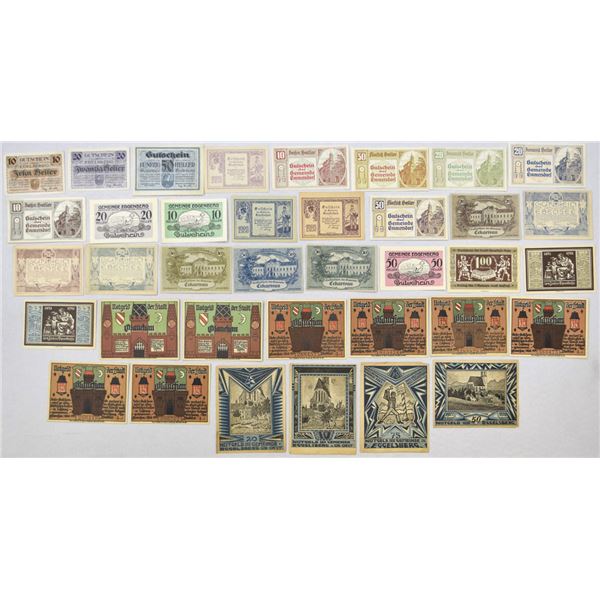Austria & Germany. Alpine & Municipal Notgeld Collection, 1919 to 1924, Issued Banknote Assortment.