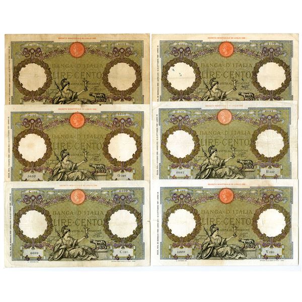 Italy. Banca d'Italia, 1931, Issued Banknote Assortment.