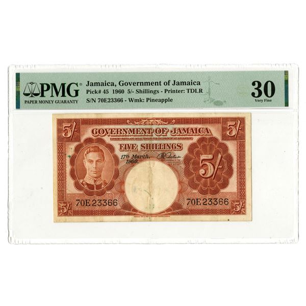 Jamaica. Government of Jamaica, 1960, Issued Banknote.