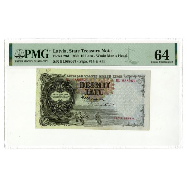 Latvia. Government State Treasury Note, 1939, Issued Banknote.