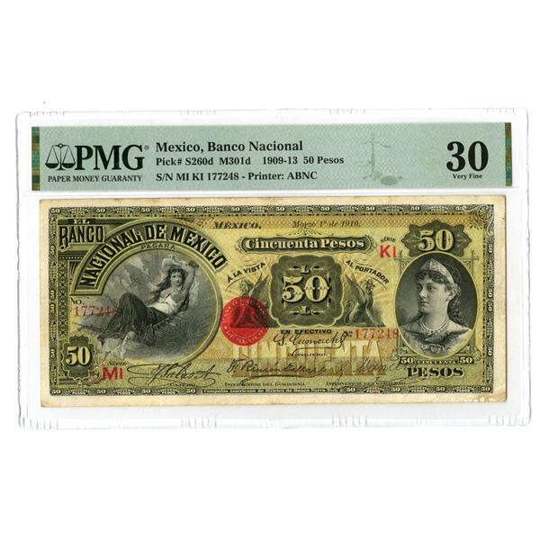 Mexico. Banco Nacional de Mexico, 1910, Issued Banknote.