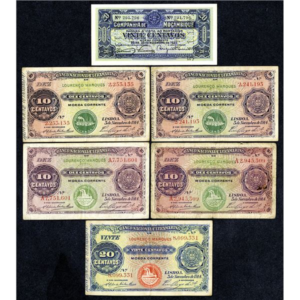 Mozambique. Banco Nacional Ultramarino. Lourenco Marques Overprint. 1914. Plus a Companhia de Mocamb