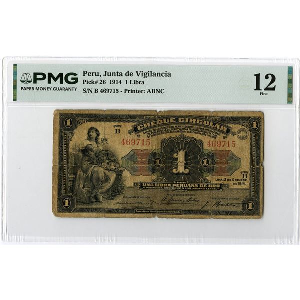 Peru. Junta de Vigilancia, 1914, Issued Banknote.
