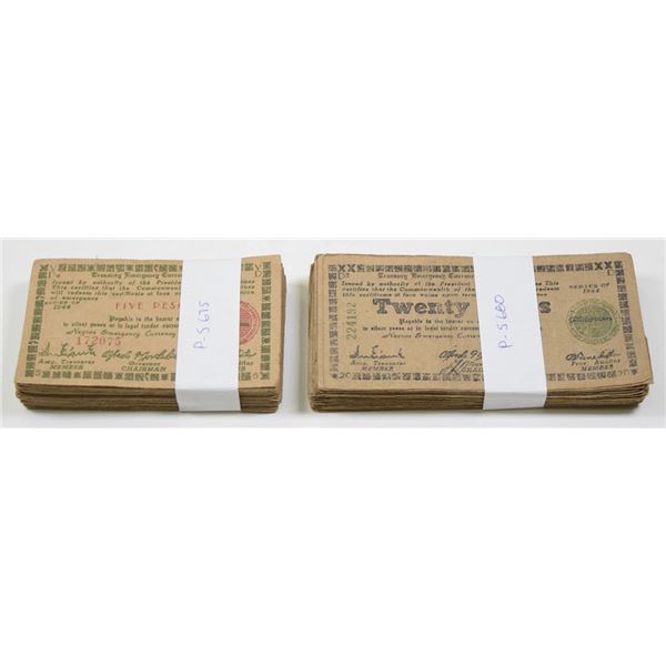 Philippines. Treasury Emergency Currency Certificates, 1944, Issued Banknote Assortment.