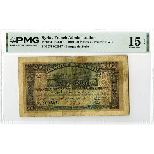 Syria. Banque de Syrie, 1919, Issued Banknote.
