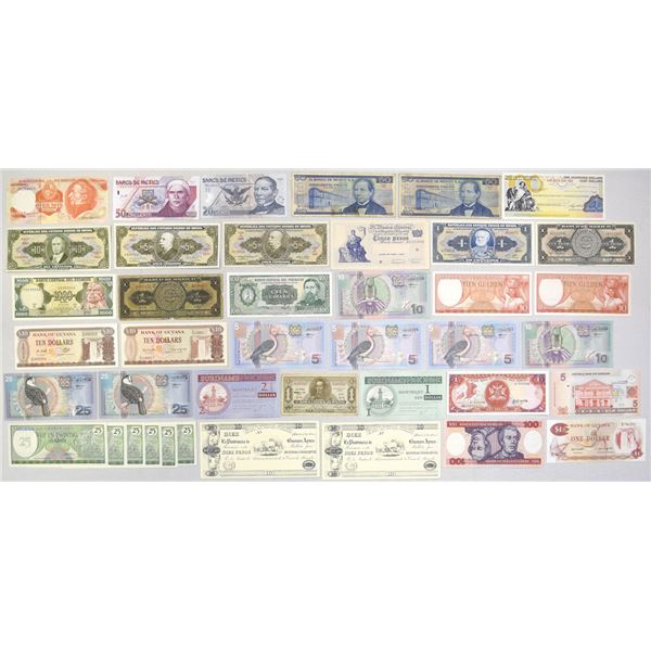 Latin America, Caribbean & World Wide Assortment of Issued Banknotes, 1919 to 2000