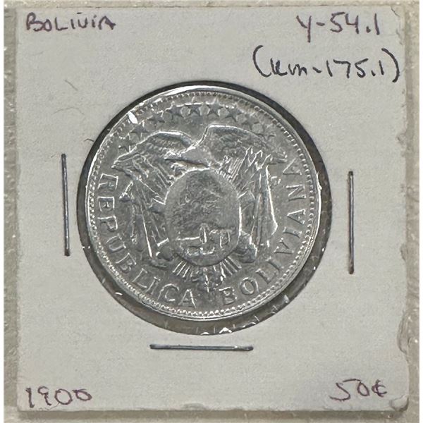 Bolivia, 1900, 50 Centavos, Y-54.1 (KM-175.1)