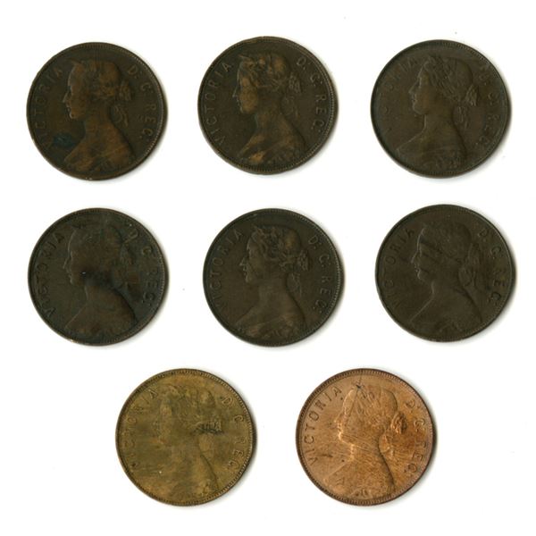 Newfoundland, Victoria One Cent Group of 8 Coins.
