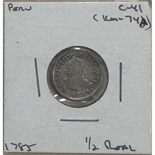 Peru, 1785, 1/2 Real, C-41 (KM-74A)