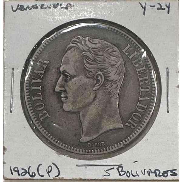 Venezuela, 1926 (P), 5 Bolivares, Y-24