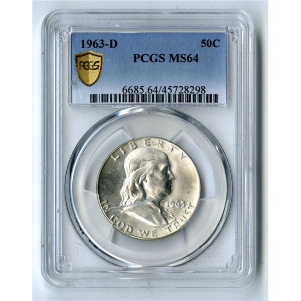 U.S., Franklin Half Dollar, 1963-D, 50C, PCGS MS 64