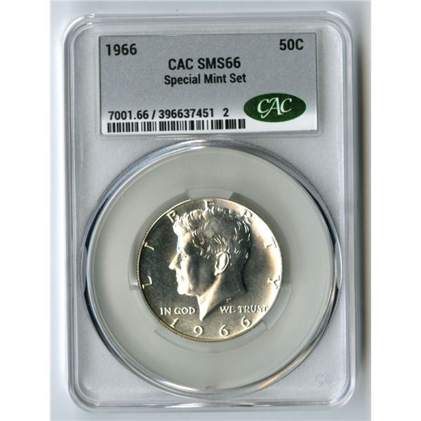 U.S., Kennedy Half Dollar, 1966, 50C, Special Mint Set, CAC SMS 66