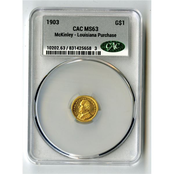 U.S., 1903 $1 McKinley Louisiana Purchase Gold Dollar PCGS/NGC MS63 CAC
